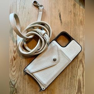 Bandolier 100% white leather apple iPhone 11 Pro wallet case and strap